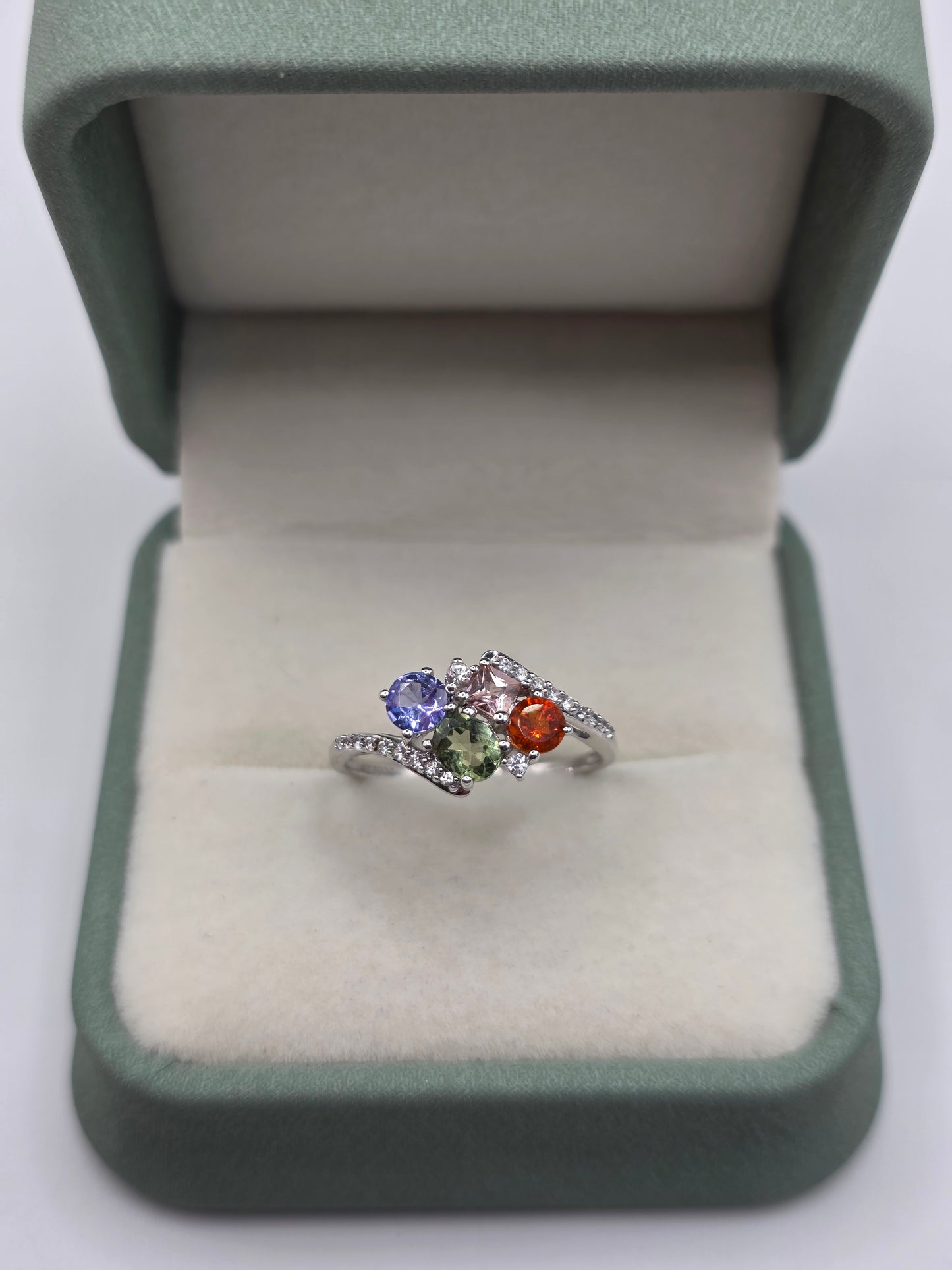9ct white gold multigem ring