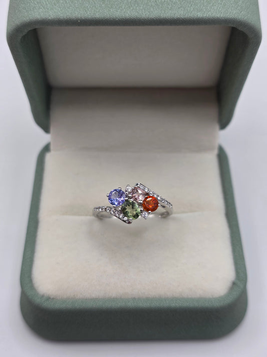 9ct white gold multigem ring
