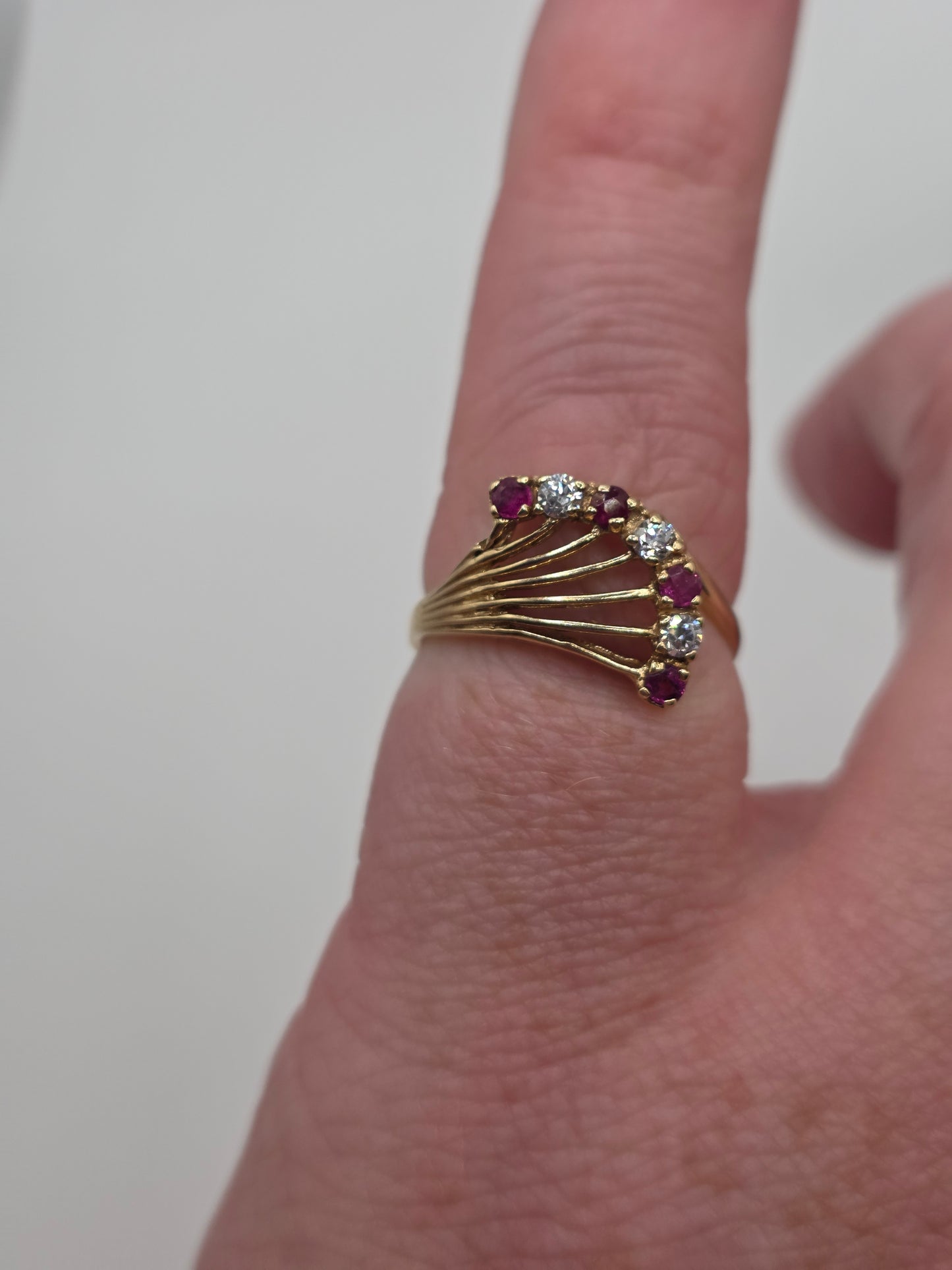 9ct gold ruby and cz ring
