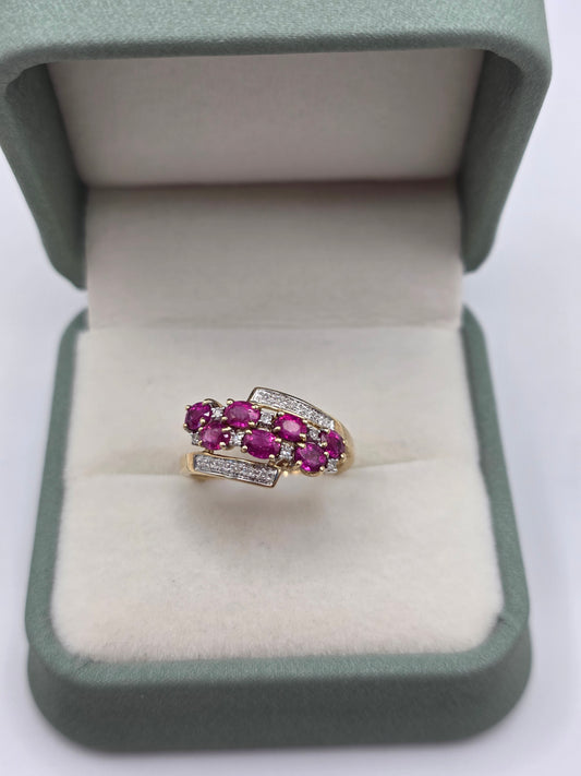 9ct gold ruby and diamond ring