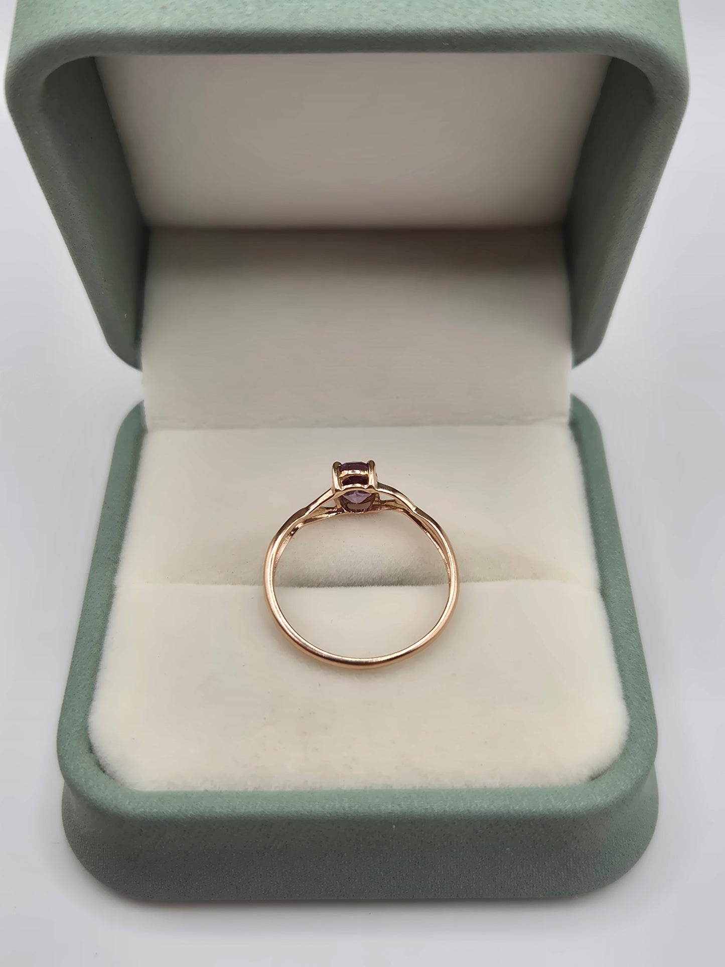 9ct rose gold amethyst and diamond ring