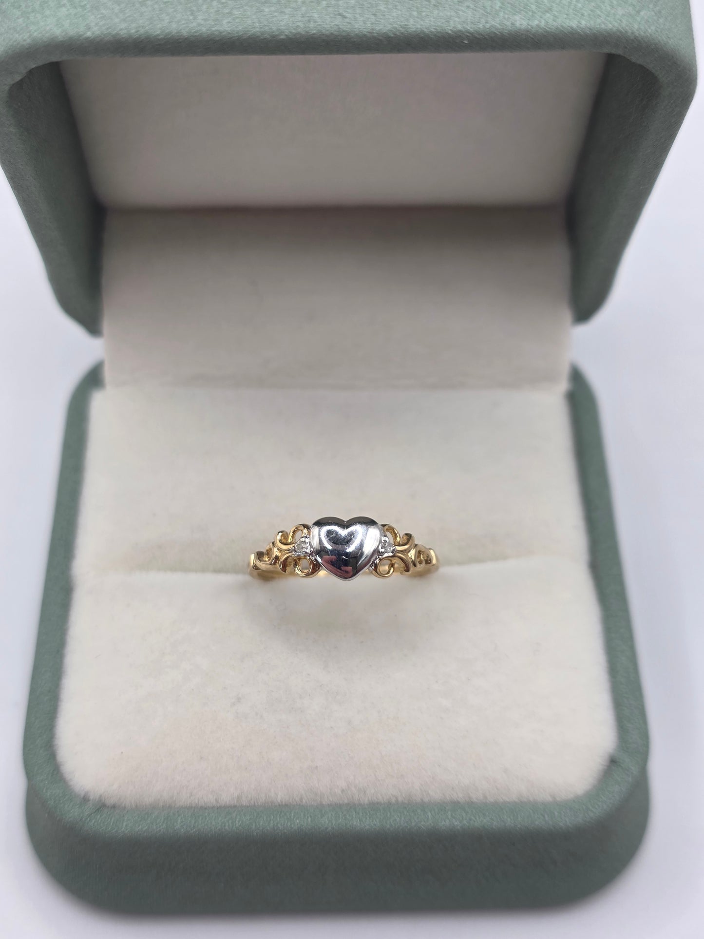9ct two tone gold diamond heart ring