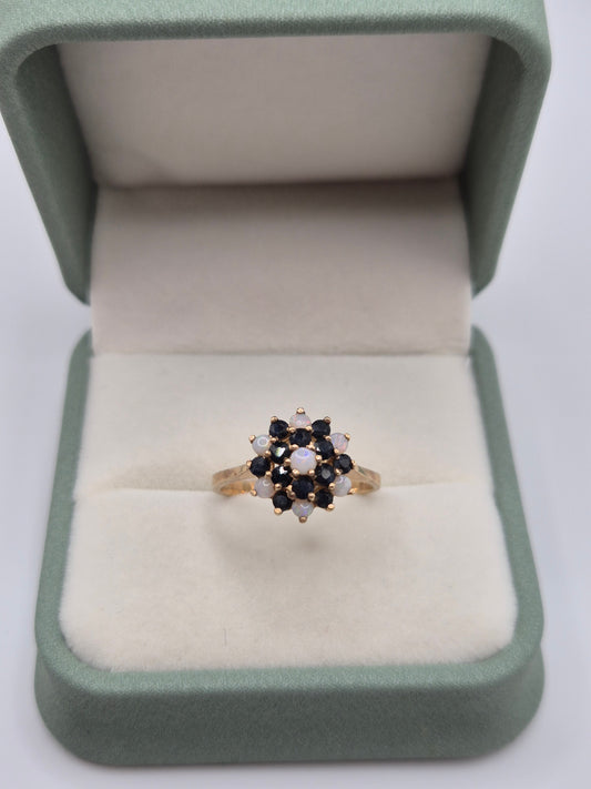 9ct gold sapphire and opal ring