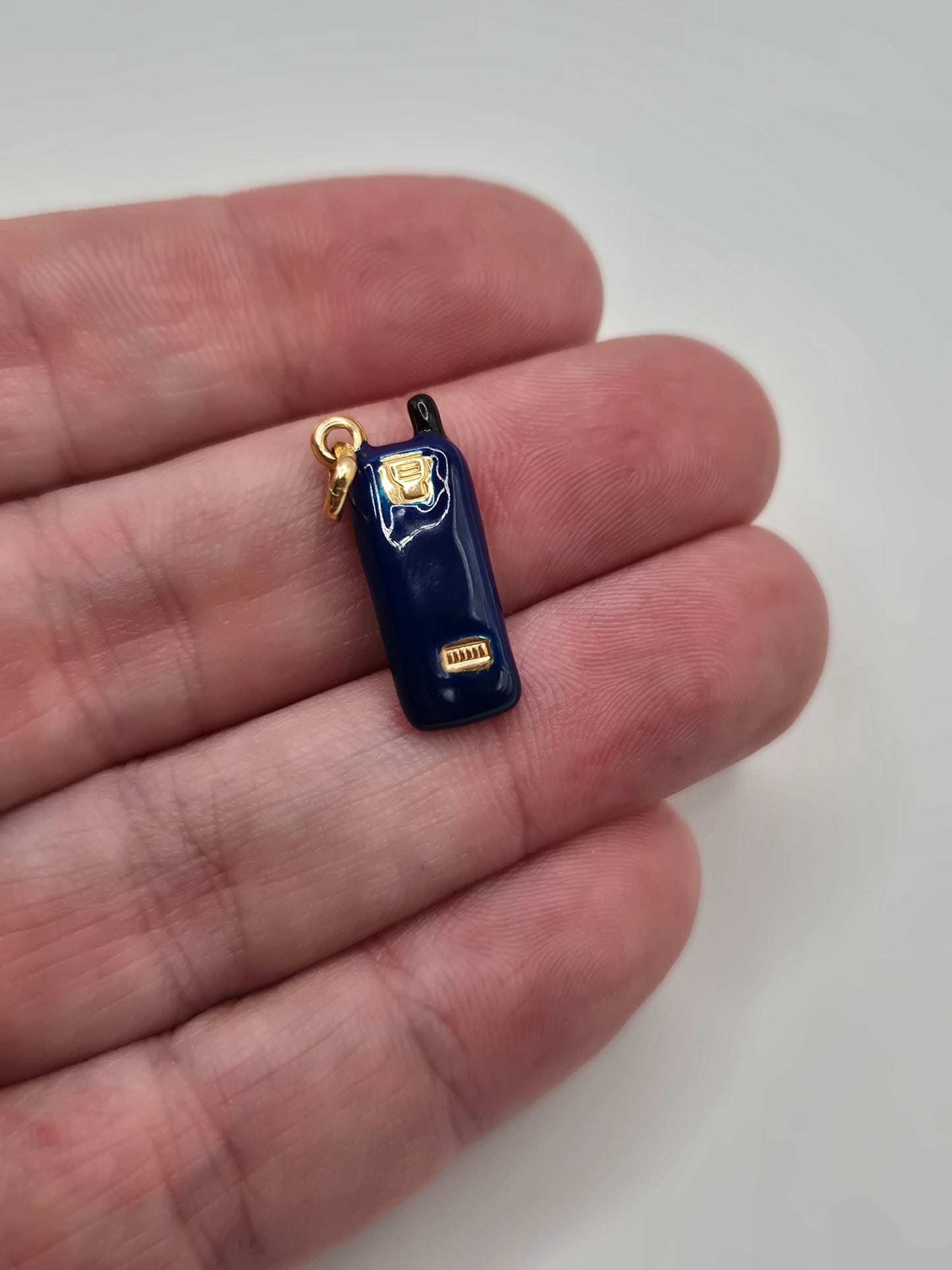 9ct gold enamelled phone charm