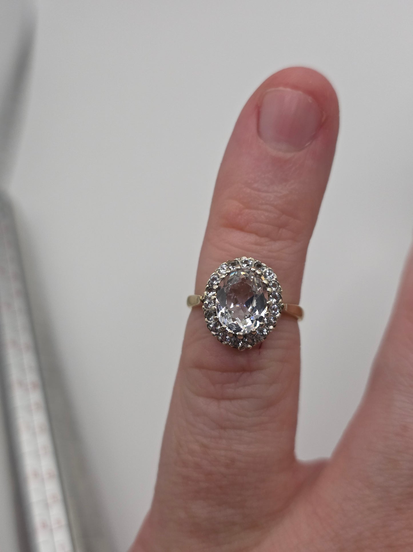 9ct gold morganite and zircon ring