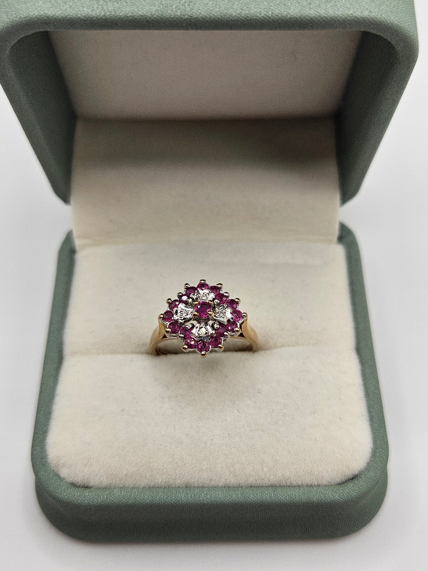 9ct gold ruby and diamond ring