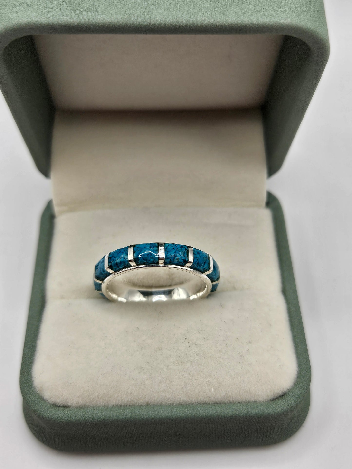 Silver turquoise eternity ring