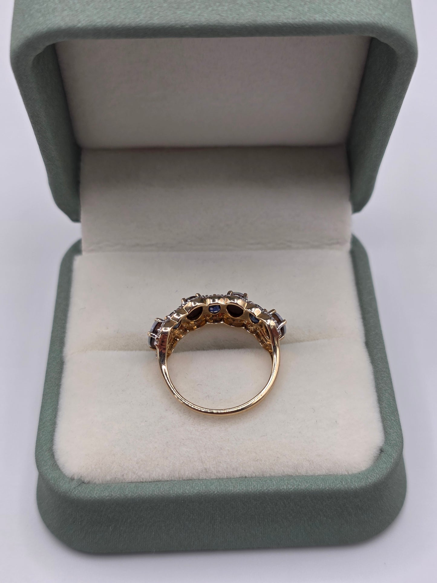 9ct gold opal doublet, sapphire and zircon ring