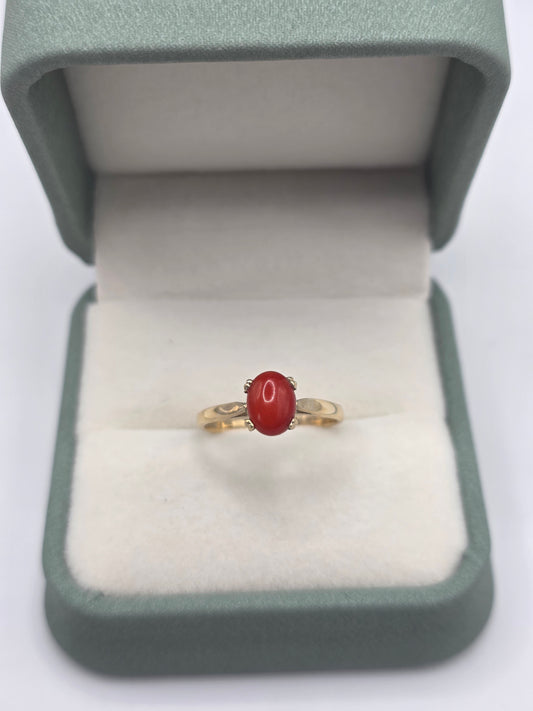 9ct gold coral ring