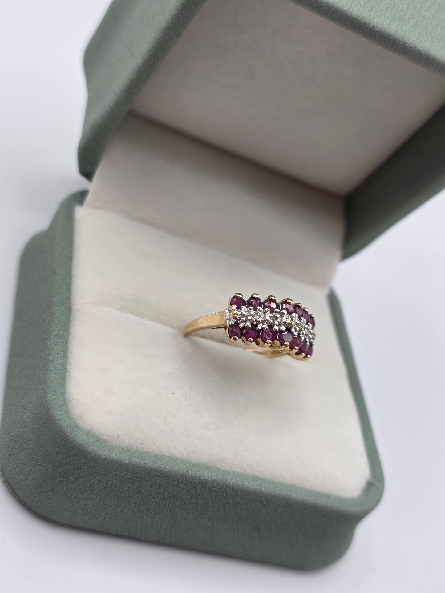 9ct gold ruby and diamond ring