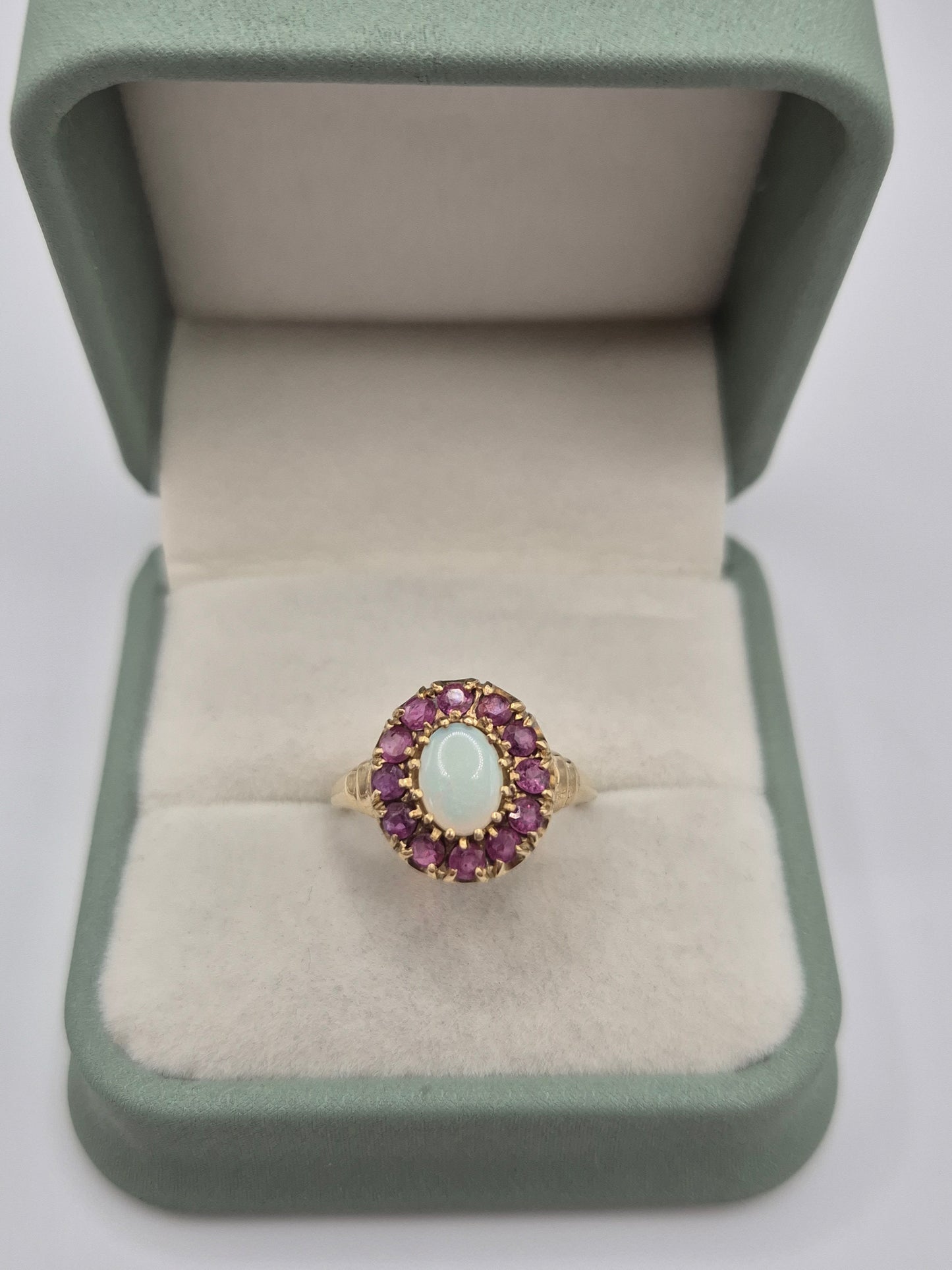 9ct gold opal and ruby ring