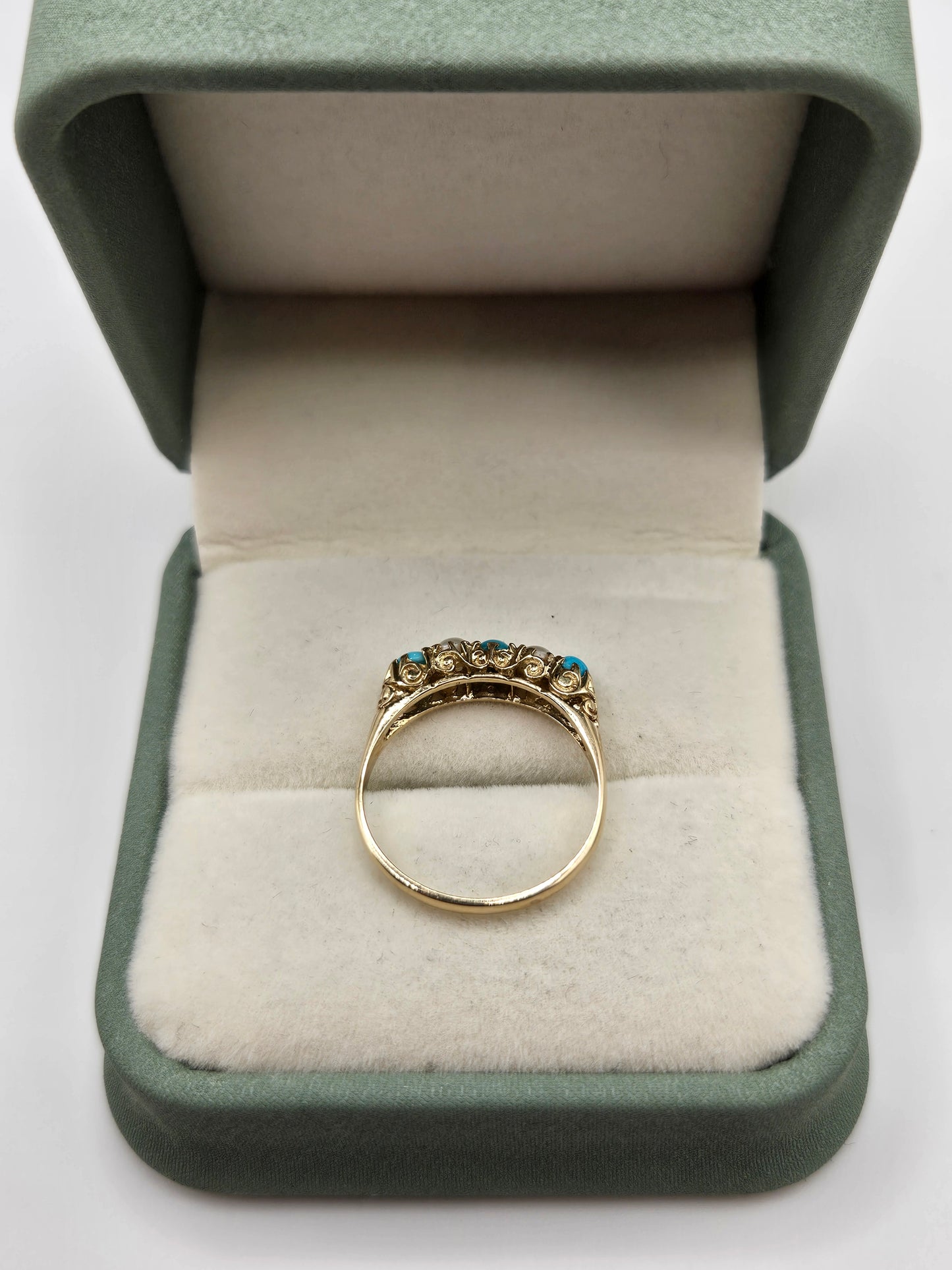 9ct gold turquoise and pearl ring