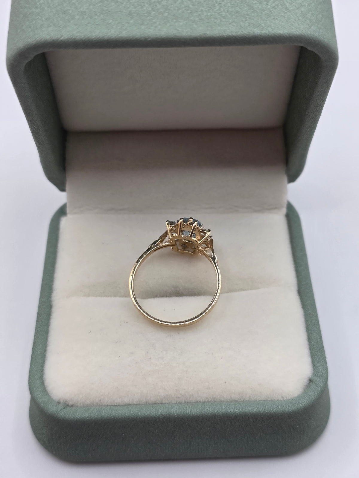 9ct gold topaz and aquamarine cluster ring