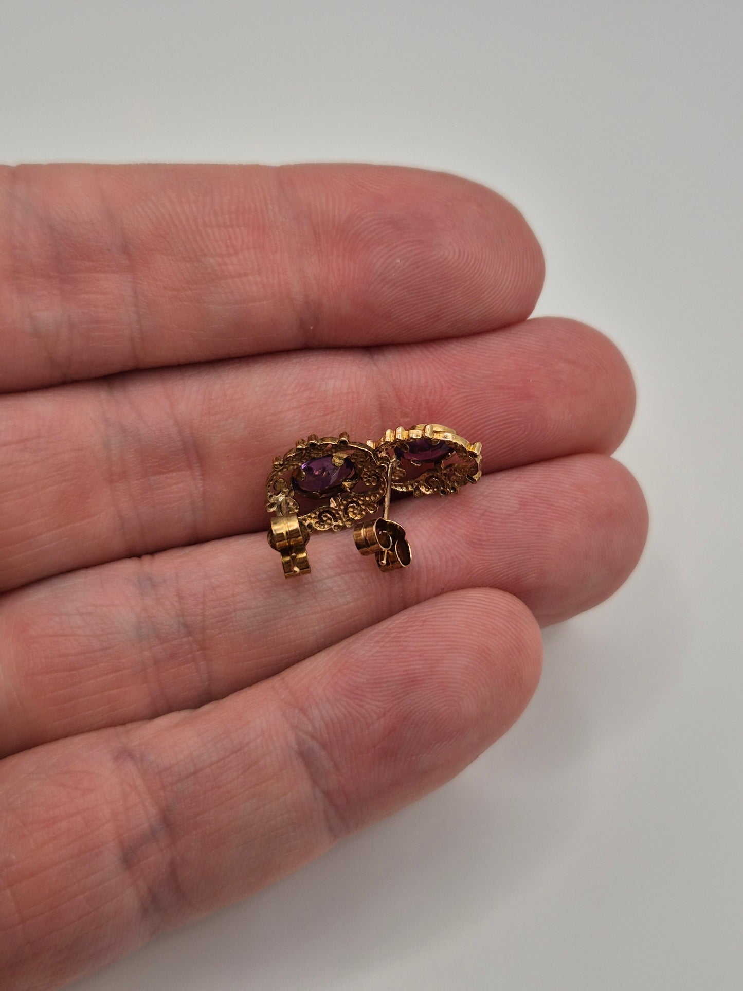 9ct gold amethyst earrings