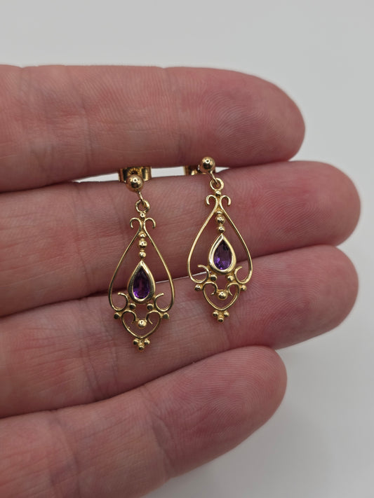 9ct gold amethyst earrings