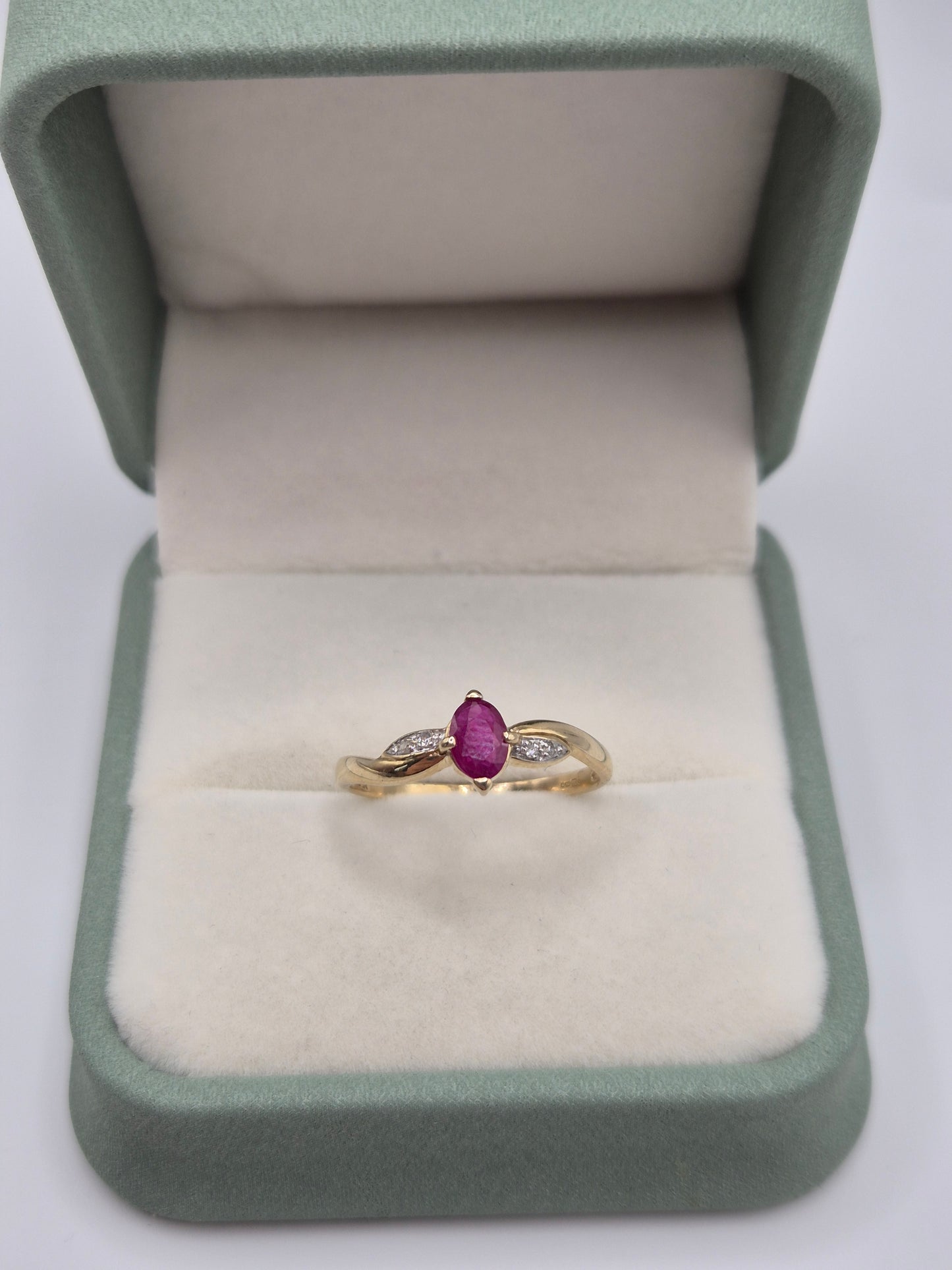 9ct gold ruby and diamond ring