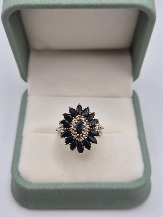 9ct gold sapphire and diamond ring