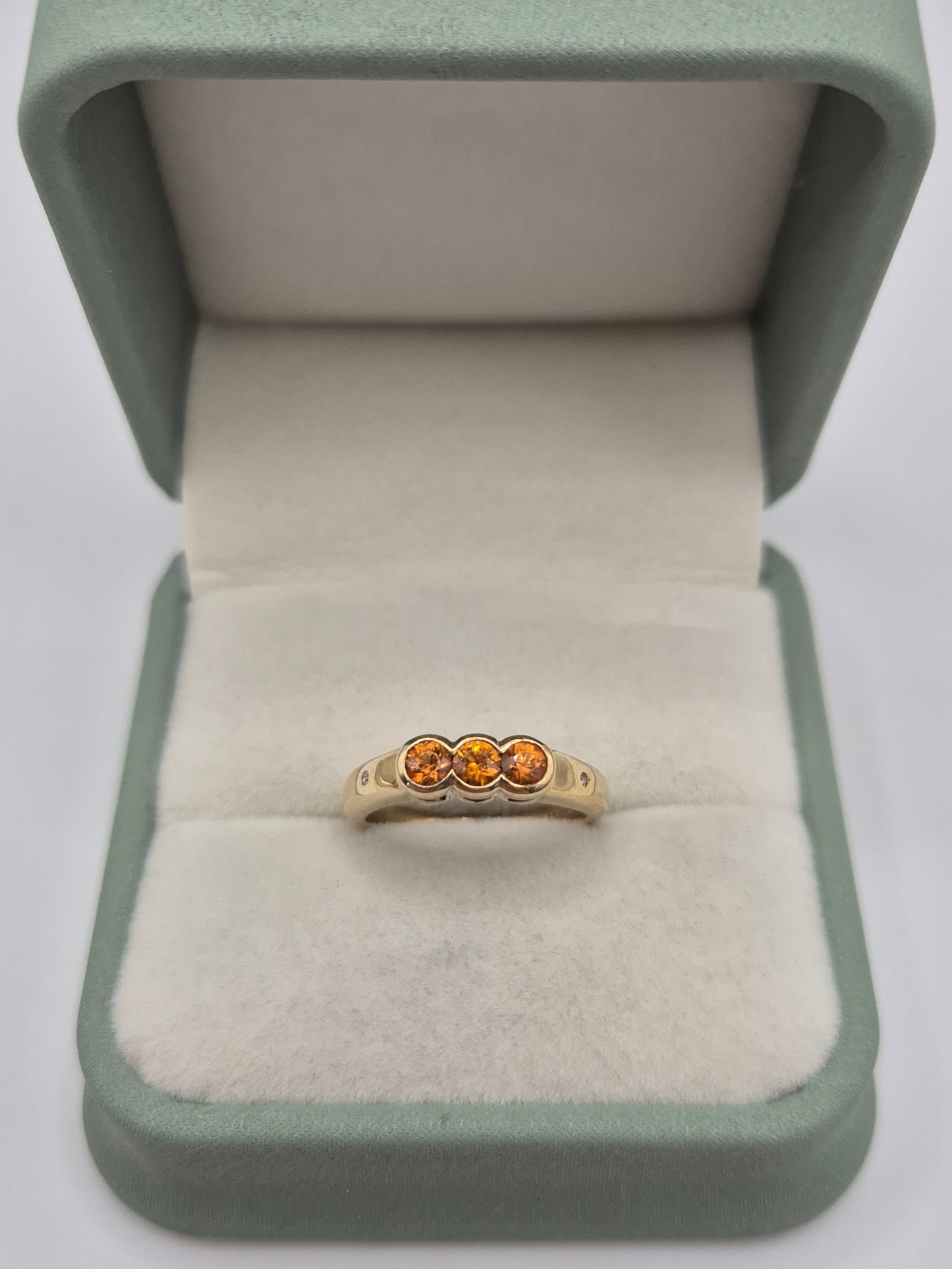 9ct gold orange sapphire ring
