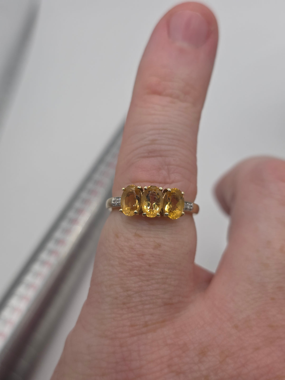 9ct gold citrine and diamond ring