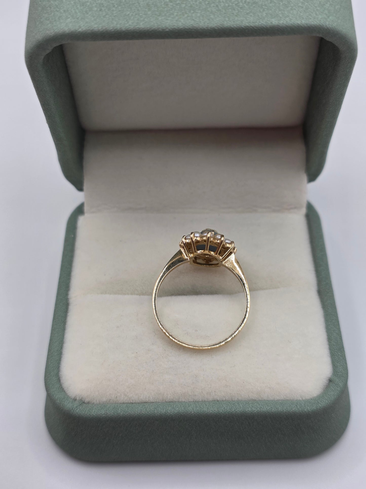 9ct gold limoge and pearl ring