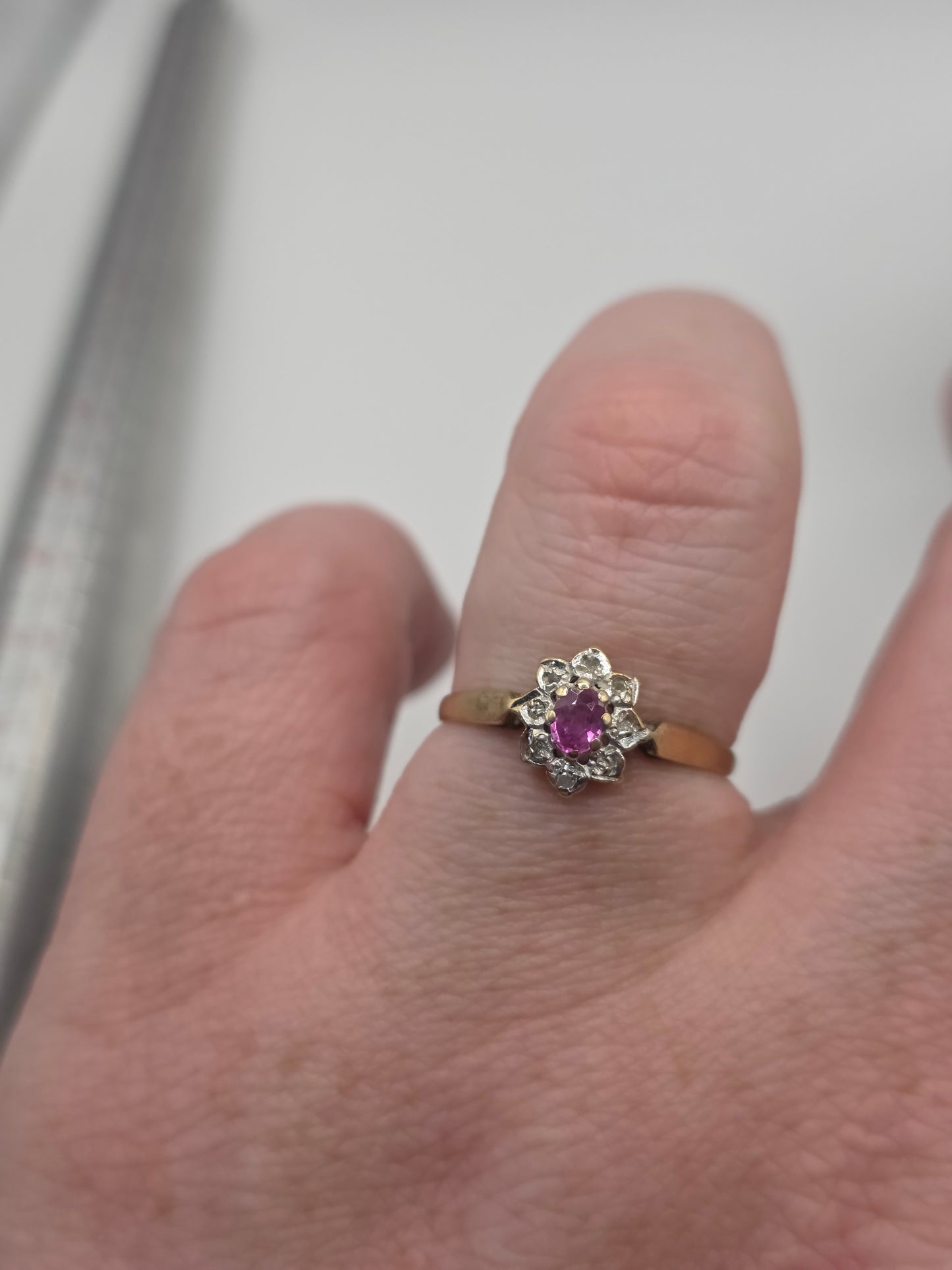 9ct gold ruby and diamond ring