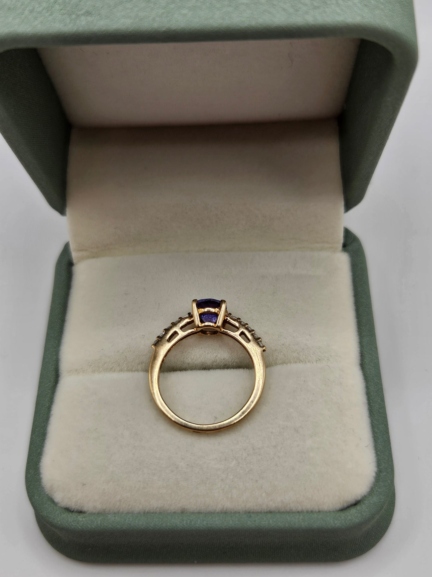 9ct gold tanzanite and zircon ring